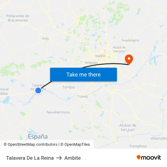 Talavera De La Reina to Ambite map