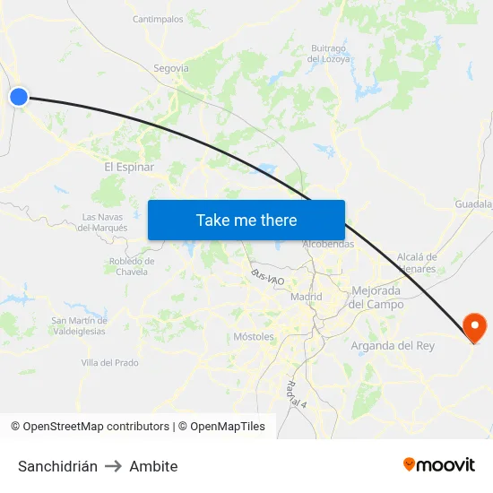 Sanchidrián to Ambite map