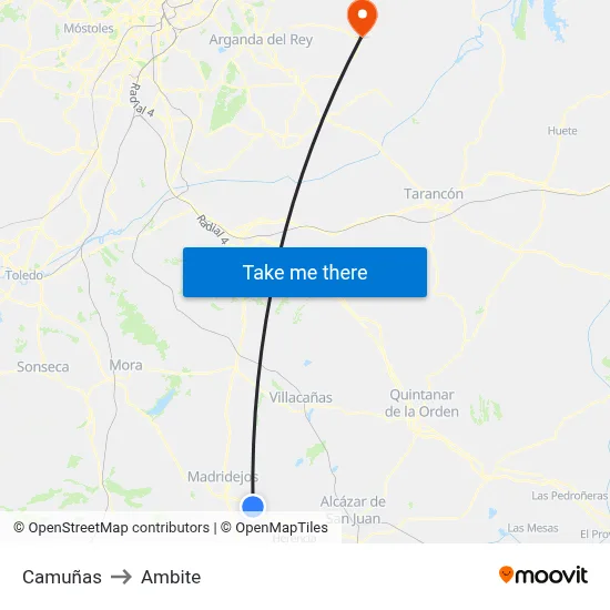 Camuñas to Ambite map
