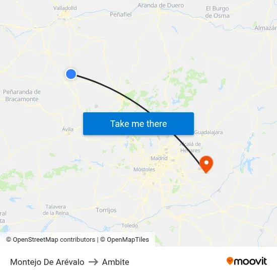 Montejo De Arévalo to Ambite map
