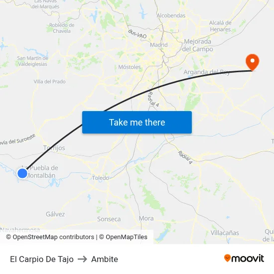 El Carpio De Tajo to Ambite map