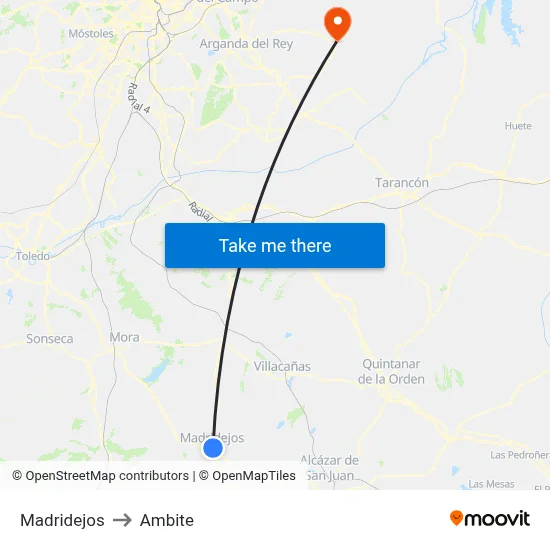 Madridejos to Ambite map