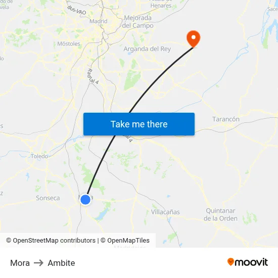 Mora to Ambite map