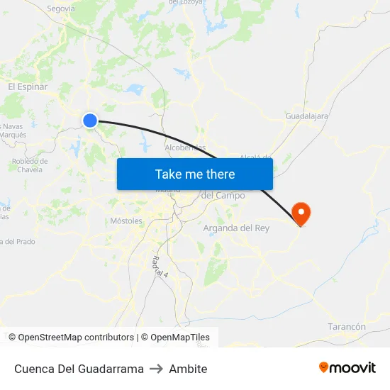 Cuenca Del Guadarrama to Ambite map