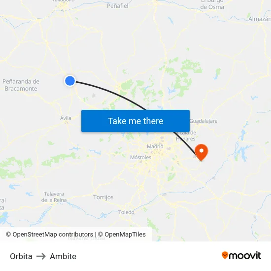 Orbita to Ambite map