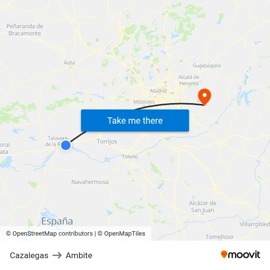 Cazalegas to Ambite map