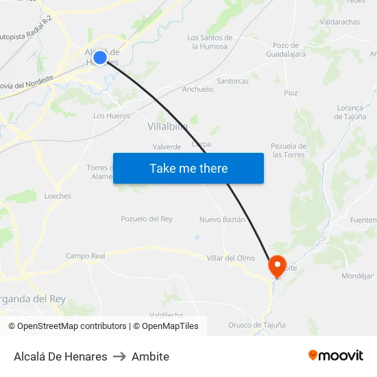 Alcalá De Henares to Ambite map