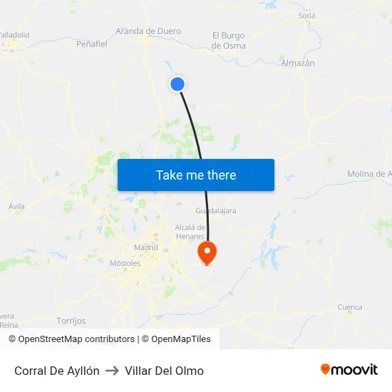 Corral De Ayllón to Villar Del Olmo map