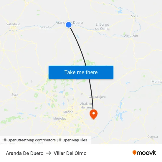 Aranda De Duero to Villar Del Olmo map