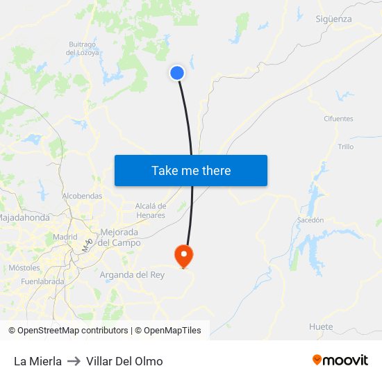 La Mierla to Villar Del Olmo map