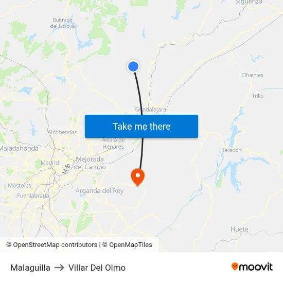 Malaguilla to Villar Del Olmo map