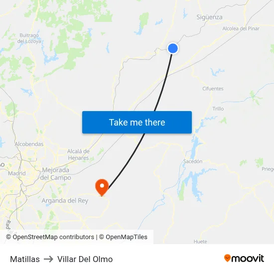 Matillas to Villar Del Olmo map