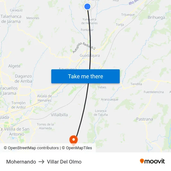 Mohernando to Villar Del Olmo map
