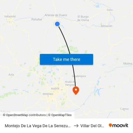 Montejo De La Vega De La Serrezuela to Villar Del Olmo map