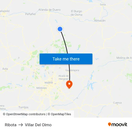 Ribota to Villar Del Olmo map