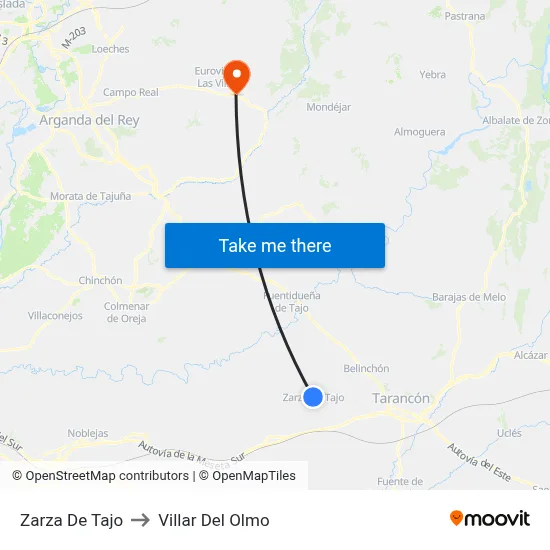 Zarza De Tajo to Villar Del Olmo map