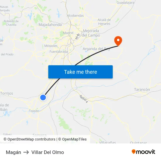 Magán to Villar Del Olmo map
