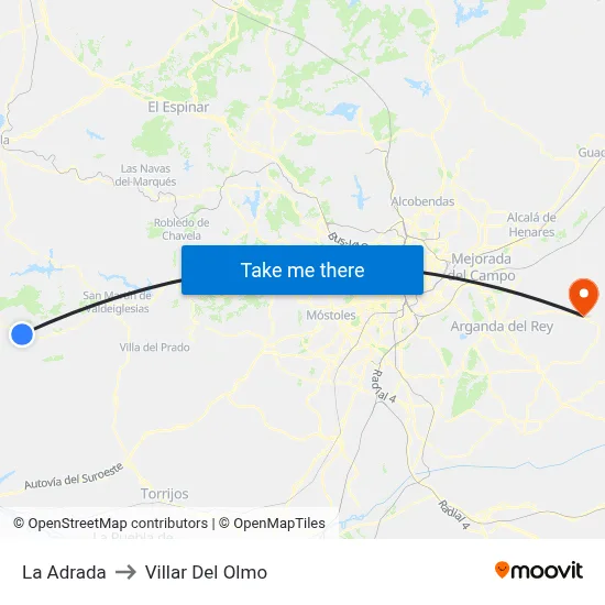 La Adrada to Villar Del Olmo map