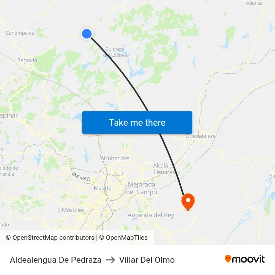 Aldealengua De Pedraza to Villar Del Olmo map