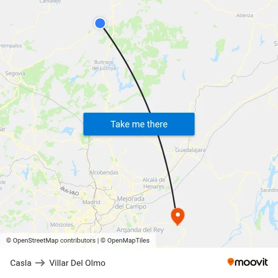 Casla to Villar Del Olmo map