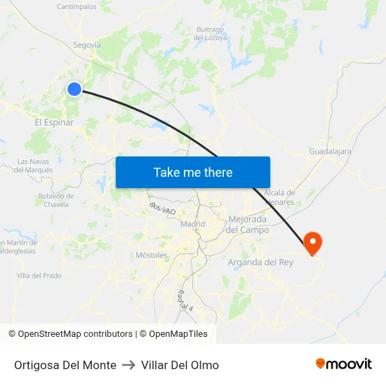Ortigosa Del Monte to Villar Del Olmo map