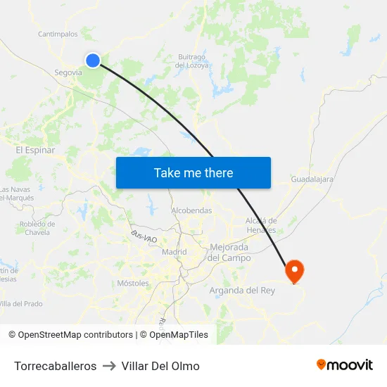 Torrecaballeros to Villar Del Olmo map
