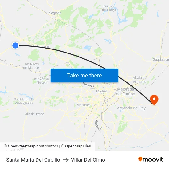 Santa María Del Cubillo to Villar Del Olmo map