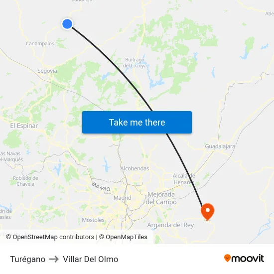 Turégano to Villar Del Olmo map