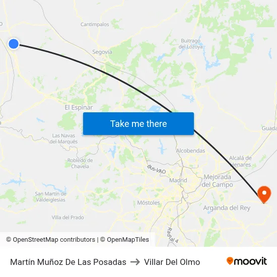 Martín Muñoz De Las Posadas to Villar Del Olmo map