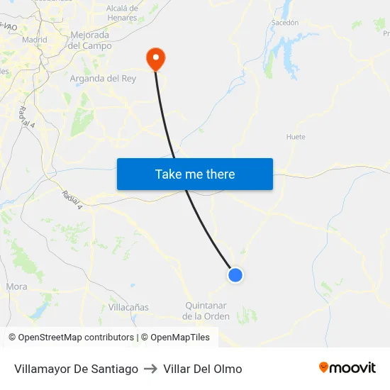 Villamayor De Santiago to Villar Del Olmo map