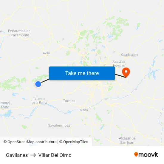 Gavilanes to Villar Del Olmo map