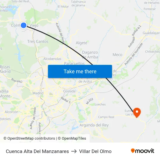 Cuenca Alta Del Manzanares to Villar Del Olmo map