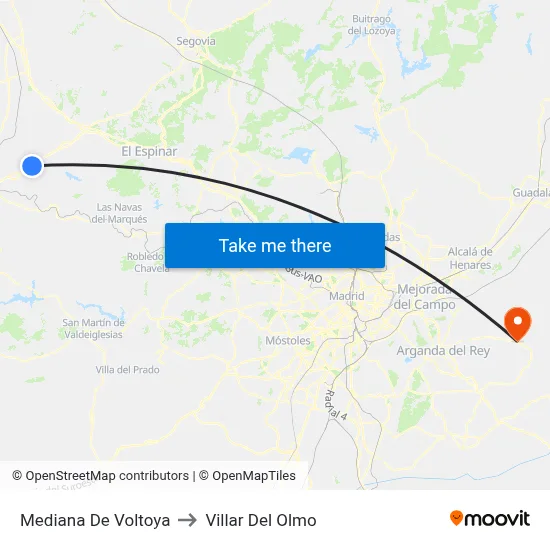 Mediana De Voltoya to Villar Del Olmo map