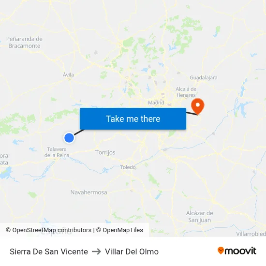 Sierra De San Vicente to Villar Del Olmo map