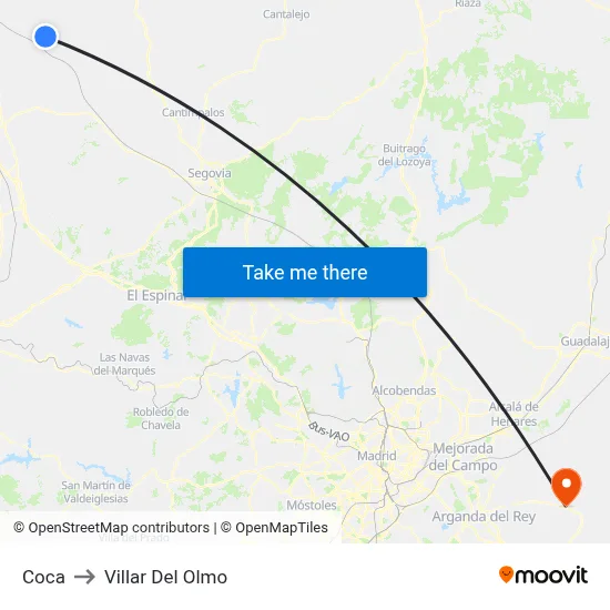 Coca to Villar Del Olmo map