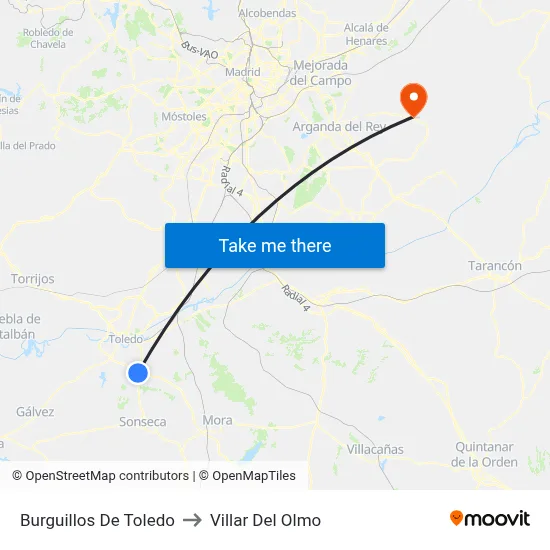 Burguillos De Toledo to Villar Del Olmo map
