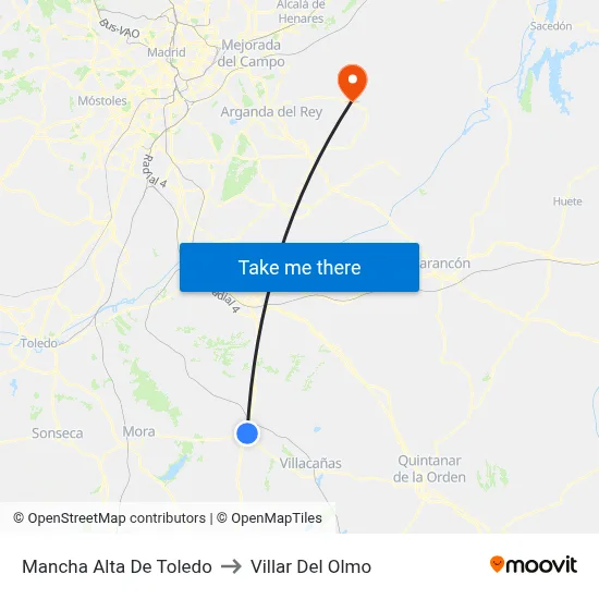 Mancha Alta De Toledo to Villar Del Olmo map