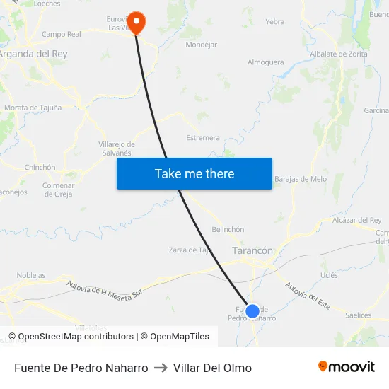 Fuente De Pedro Naharro to Villar Del Olmo map