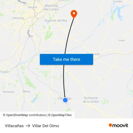 Villacañas to Villar Del Olmo map