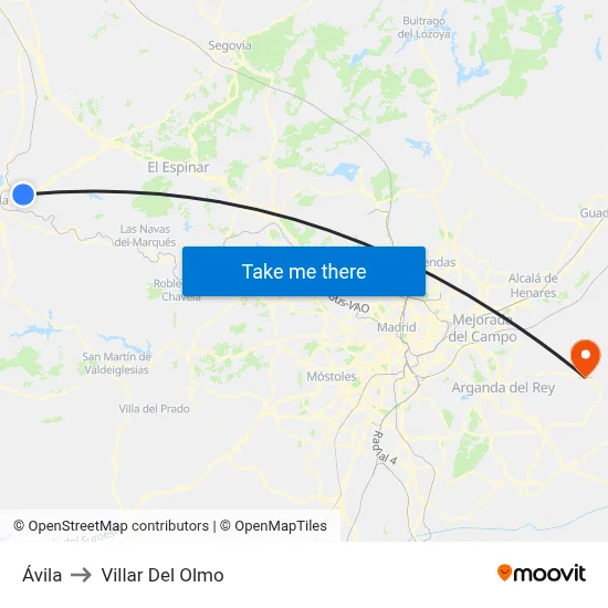 Ávila to Villar Del Olmo map