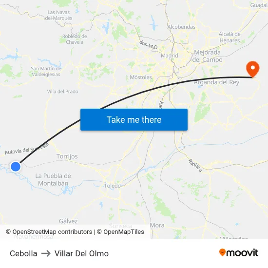 Cebolla to Villar Del Olmo map