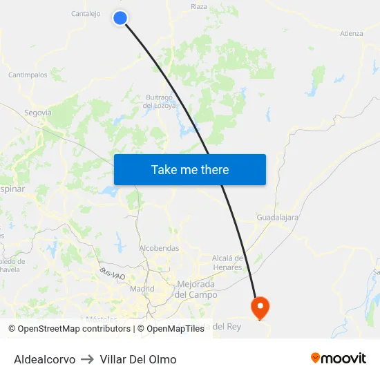 Aldealcorvo to Villar Del Olmo map