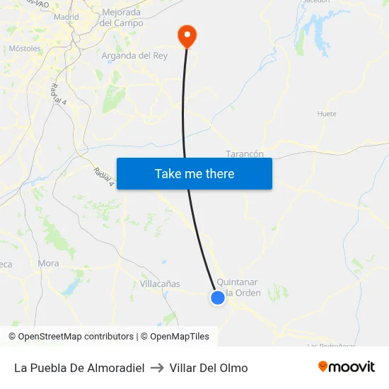 La Puebla De Almoradiel to Villar Del Olmo map