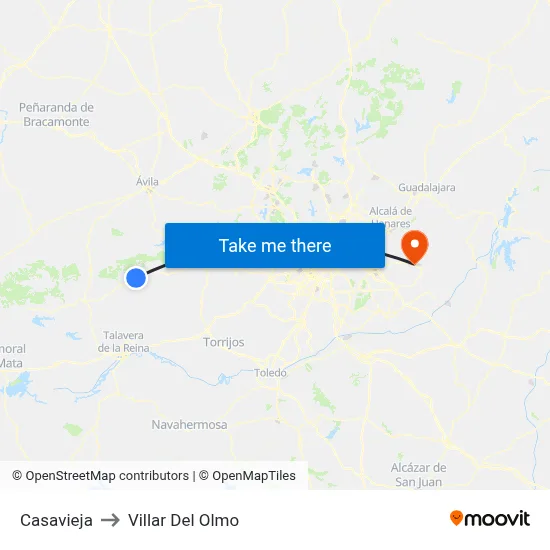 Casavieja to Villar Del Olmo map
