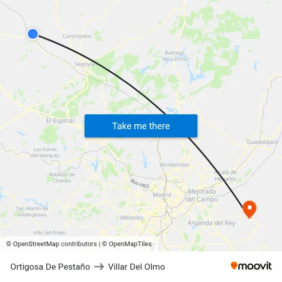 Ortigosa De Pestaño to Villar Del Olmo map