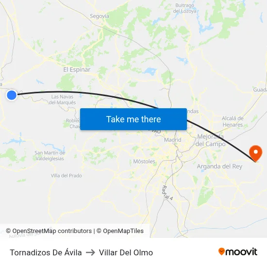 Tornadizos De Ávila to Villar Del Olmo map