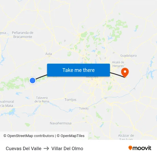 Cuevas Del Valle to Villar Del Olmo map