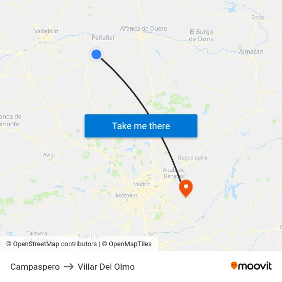 Campaspero to Villar Del Olmo map