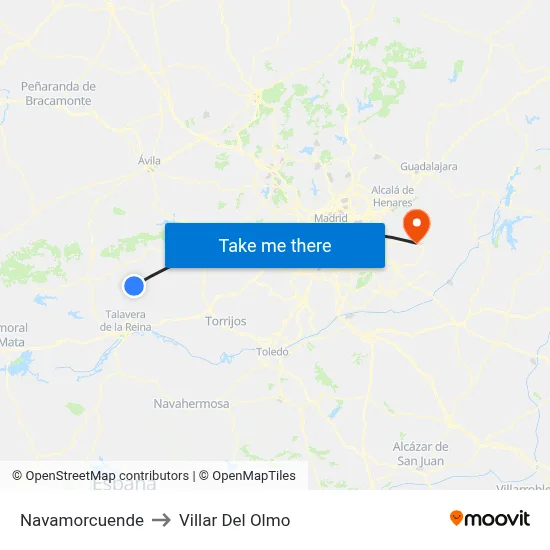 Navamorcuende to Villar Del Olmo map