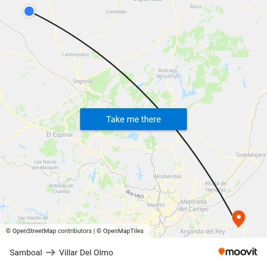 Samboal to Villar Del Olmo map